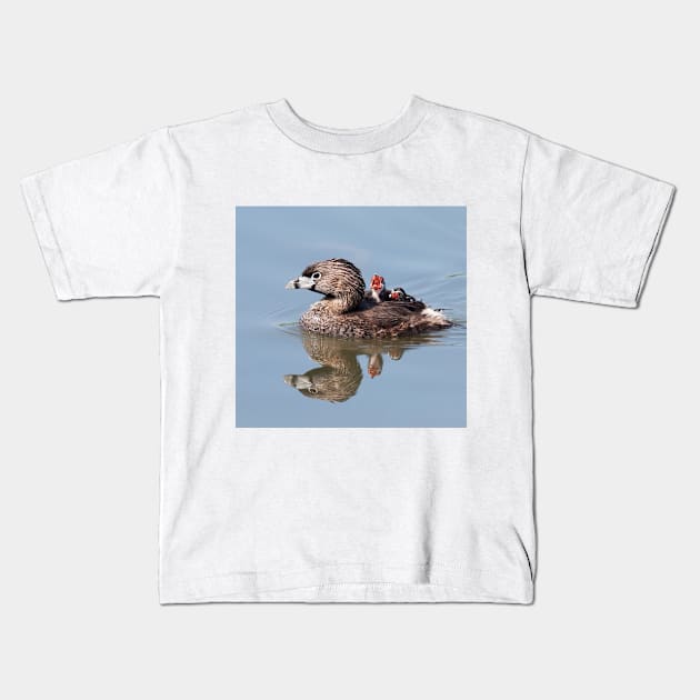 "Mom!...Timmy won't move over!" Pied-billed grebes Kids T-Shirt by Jim Cumming